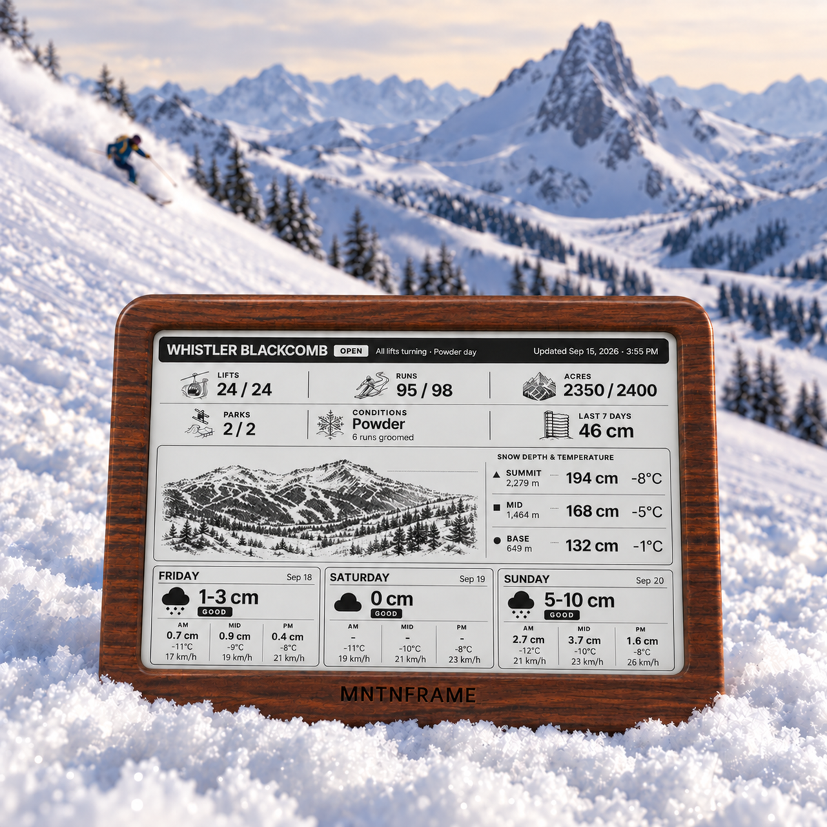 MNTNFRAME Smart Mountain Forecast Display